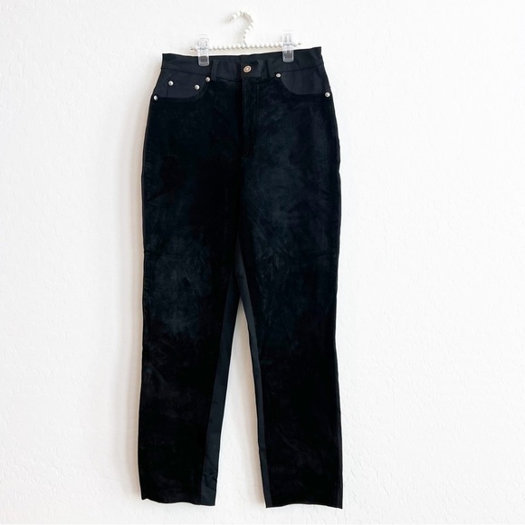 Paolo Santini Women's Vintage Leather Suede Pants Black Straight Leg 10 - Picture 1 of 6
